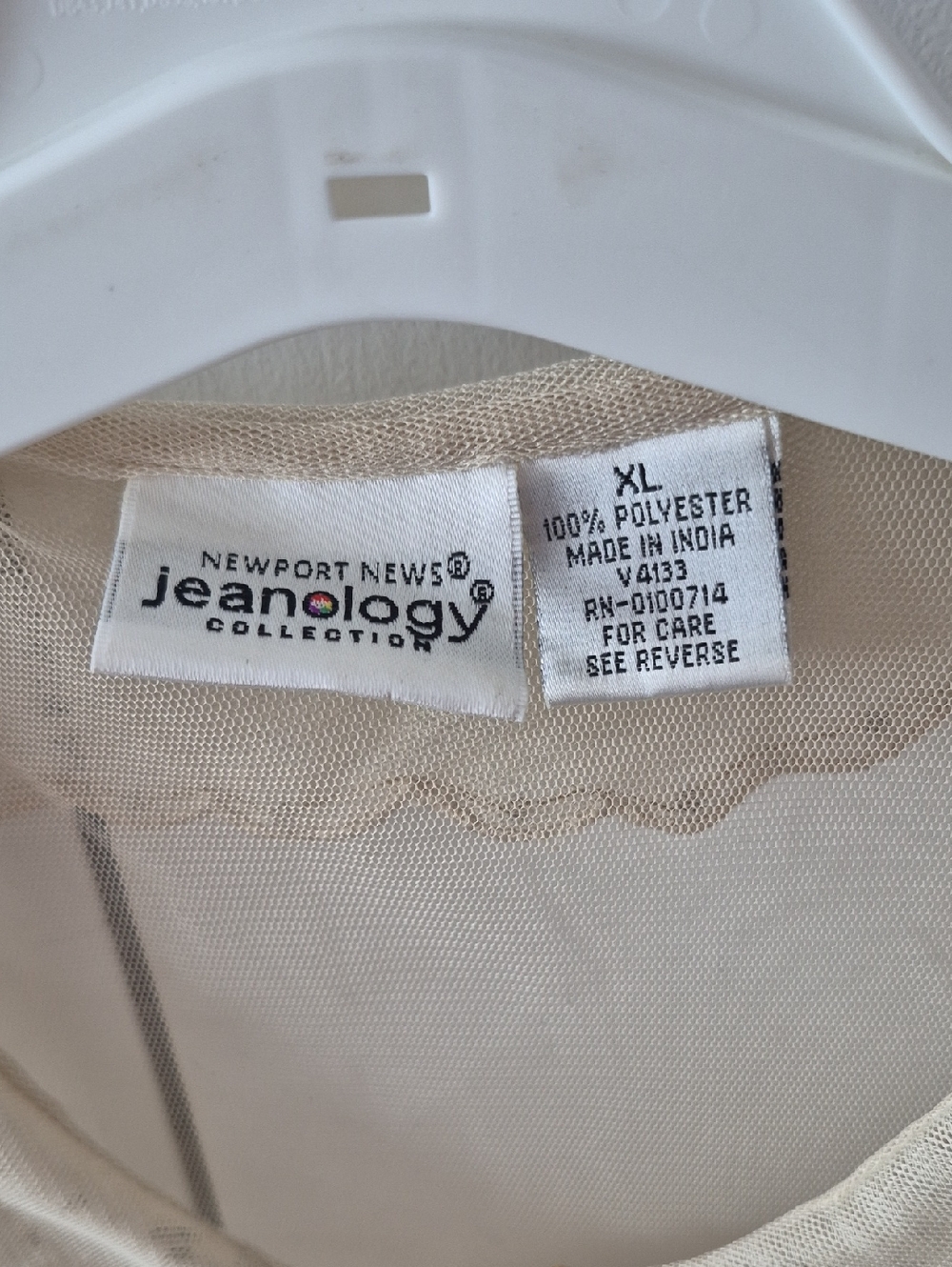 Vintage Newport News Sheer Cream Mesh Cardigan. Xl - Picture 2 of 7